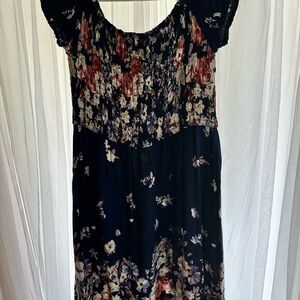 Floral Dark Blue Women's Dress